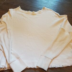 We The Free Ivory Waffle Knit Top